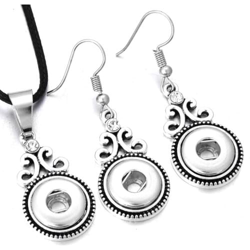 New Snap Jewelry Set 12mm Snap Button Necklace & 12mm Snap Earrings for Women Snap Buttons Jewelry