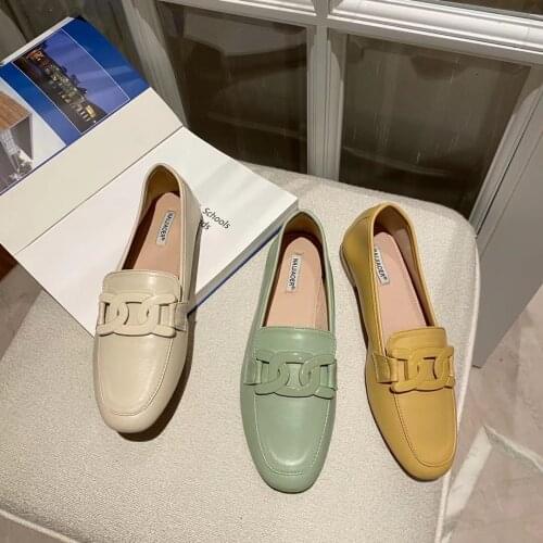 British Candy Color Leather Shoes 2021 Spring and Summer New Retro Flat Shoes
