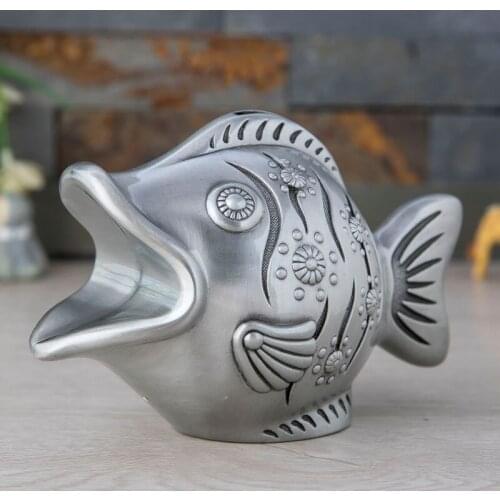 Creative Goldfish Piggy Bank Zinc Alloy Big Mouth Fish Childrens Coin Bank Exquisite Home Decoration Ornaments