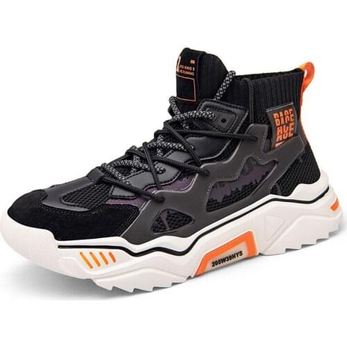 Fashion Sneakers for Men Breathable Mesh Running Shoes Male High Top Sports Fitness Lace Up Walking Jogging Trainers Big Size 45