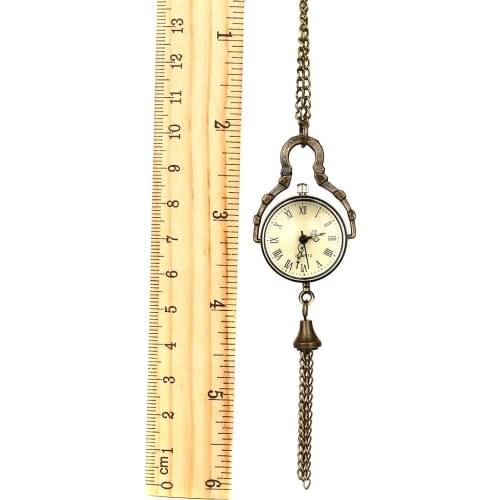Retro Round Ball Quartz Fob Pocket Watch Tassel Sweater Necklace Chain Jewelry Gifts LXH