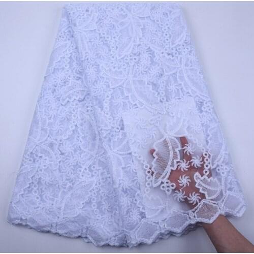 African Lace Fabric 2020 Nigerian Embroidery Lace Fabric Pure White Bridal High Quality French Tulle Lace Fabric For Dress S1812