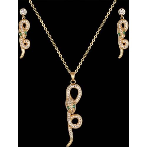 Lanruisha Simple animal necklaces and Earring womens jewelry all zirconium micro inlay curved snake classic wedding accessories