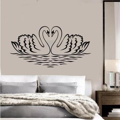 Swans Birds Animal Wall Sticker Vinyl Romance A pair Love CoupleBedroom Decor Wall Decals Removable Room Decoration Mural Z117