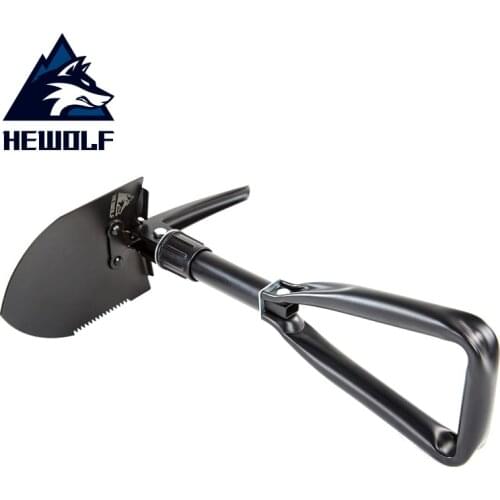 Hewolf Camping Shovel Carbon Steel Military Folding Camping Garden Shovel Portable Multifunctional Emergency Tool Garden Tool