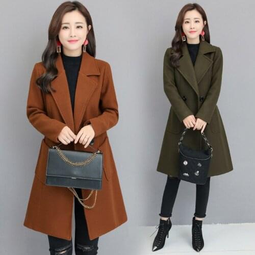 Fashion womens woolen coat womens long section new winter wear thick woolen coat professional womens Slim fit Wild Ms coat