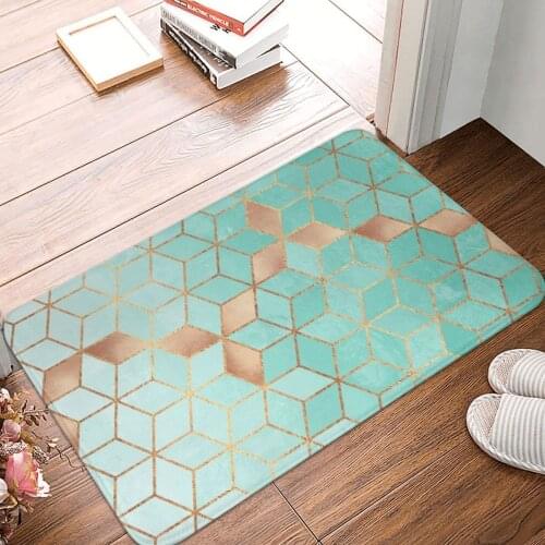 Soft Gradient Aquamarine Doormat Carpet Mat Rug Polyester Non-Slip Floor Decor Bath Bathroom Kitchen Living Room 40*60