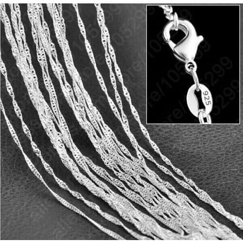 Wholesale 5pc Silver colorChain 1.6mm Water Wave Chain Necklace for Women Jewelry Twisted Chain 26inches Free Shipping