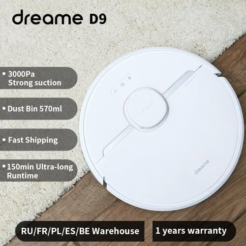 Dreame D9 Robot Vacuum Cleaner For Home Global Version 3000Pa Strong Suction Cleaner Sweeping Washing Mop APP WIFI Smart Control