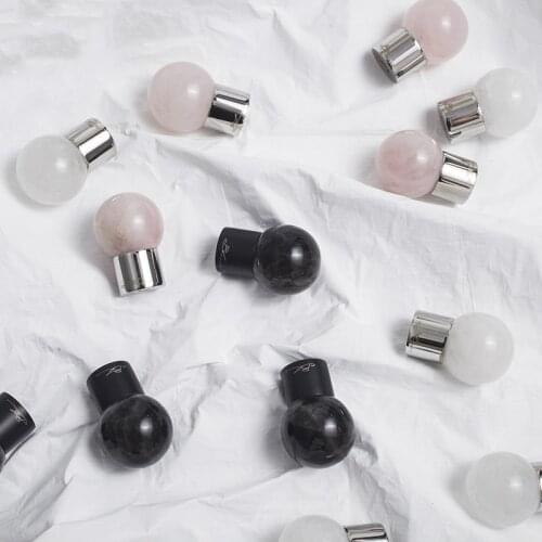 LKL Simple Style Stainless Steel Crystal Handle Cabinet Door Furniture Drawer Pink Black White Ball Handle Knob for Cupboard