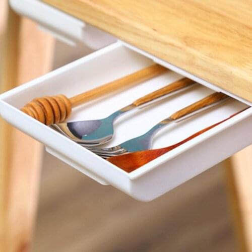 Self-Adhesive Under Desk Drawer Desktop Sundries Storage Box School Stationery Supplies Kitchen Makeup Organizer Cocina Cuisine