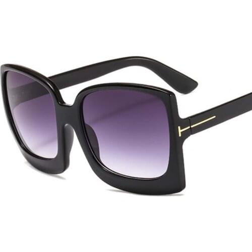 Vintage Black Oversized Sunglasses Women Big Brand Designer Sun Glasses For Women Fashion Square Gradient Female Oculos De Sol