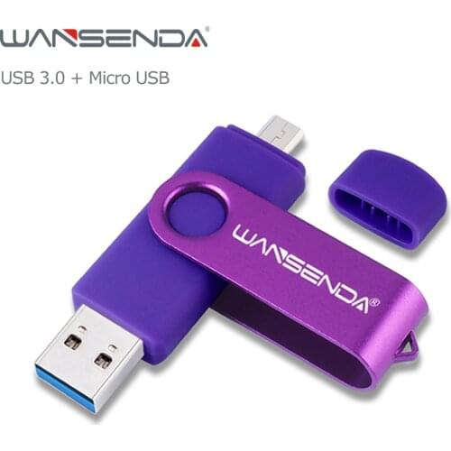 WANSENDA OTG USB 3.0 Flash Drives for Android/PC 8GB 16GB 32GB Pen Drive 64GB 128GB 256GB External Storage 2 in 1 Pendrive