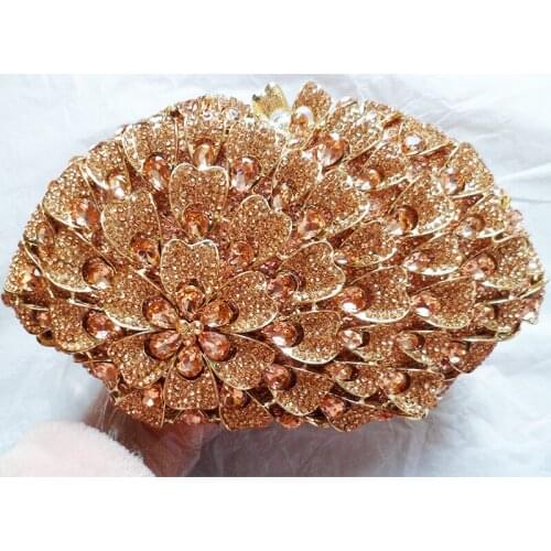 Champagne/Yellow Colors Gemstone Diamond Evening Purse Women Party Prom Handbag Luxury Lady Crystal Rhinestone Bigger Phone Case