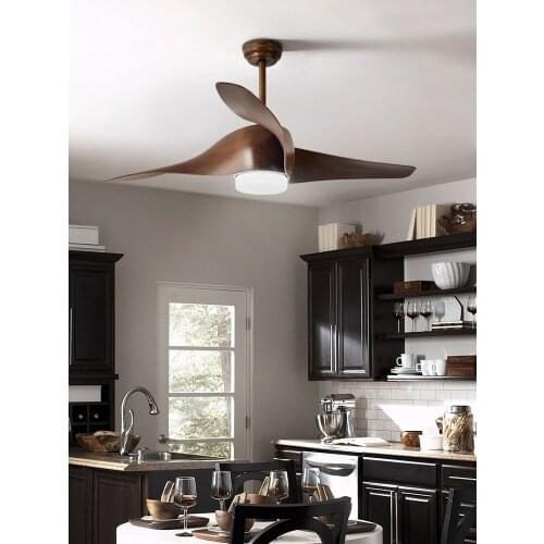 Brown Vintage Ceiling Fan With Lights Remote Control Ventilador De Techo 220 Volt Bedroom Ceiling Light Fan Lamp LED Bulbs