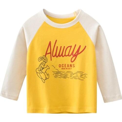 Spring Autumn Childrens Clothing Girl Long Sleeve Printed T-shirt Korean Cartoon 100% Cotton Girls Top Casual Toddler Clothes