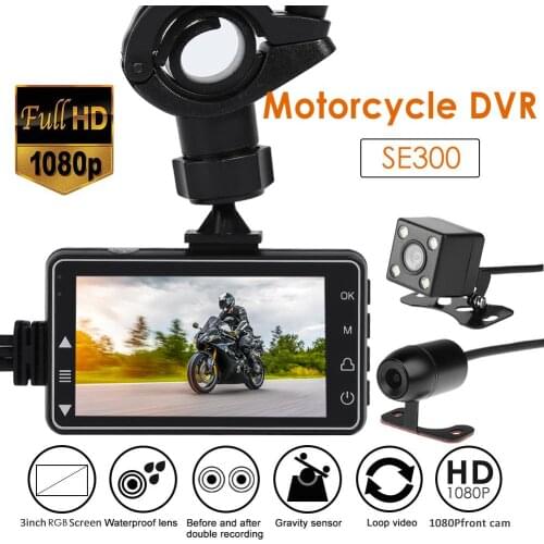 SE300 3 inch Screen HD 1080p Motorcycle DVR Camera Front+Rear View Motorcycle Dash Cam Video Recorder Function