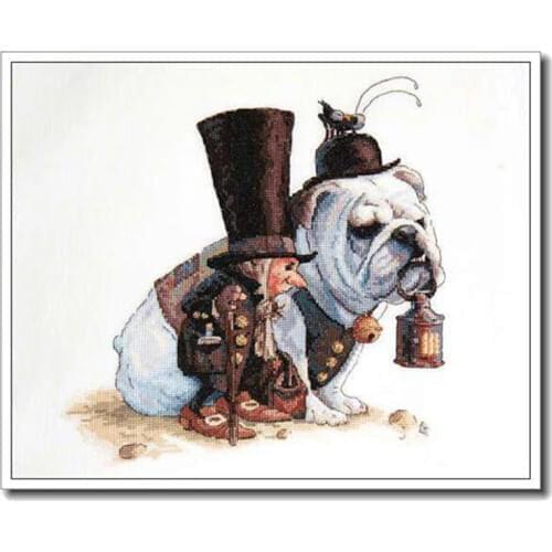 Top Quality Beautiful Lovely Counted Cross Stitch Kit Le Compagnons shar pei dog and fairy nimue normal