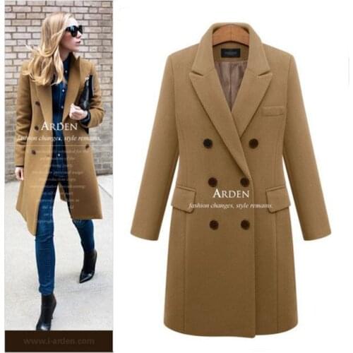 2021 New Women Autumn Winter Coat Women Wool Solid Feamle Jacket Elegant Long Coat Ladies Tops Warm Coats Plus Size 5XL Clothing