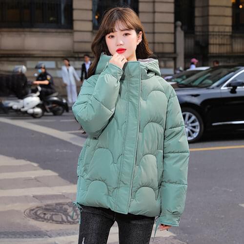 Winter Hooded Thick Womans Jacket Solid Long Sleeve Ladies Zipper Coat Plus Size Cotton Padded Jacket with Pockets for Female
