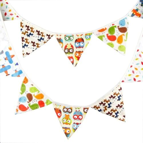 1pcs 3.3M 12Flags Cartoon Plane Owl Chicken Horse Child Flag Banner Children Room Wall Decoration Outdoor Shooting Pennant