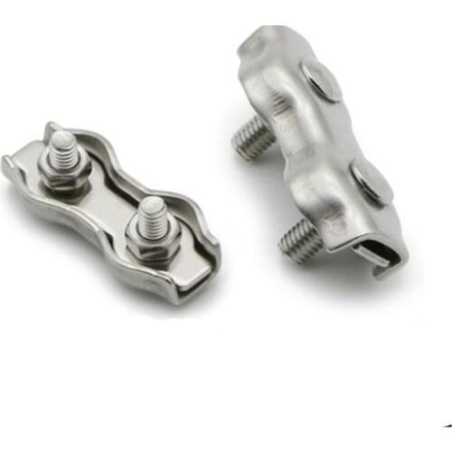 10pcs M2, M3, M4, M5, M6, M8, M10 Clips 304 Stainless steel Double Clamps Buckle Grip Duplex Clip Wire Rope Cable Clamps Caliper