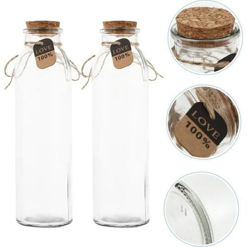 10pcs 350ML Glass Bottles Juice Bottles With Hemp Rope And Tags Kitchen Storage Bottles (Transparent)