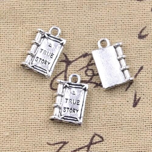 10pcs Charms True Story Book 18x12mm Antique Silver Color Pendants DIY Crafts Making Findings Handmade Tibetan Jewelry