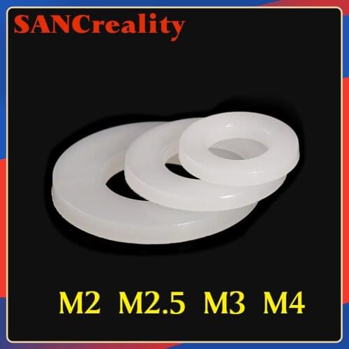 100pcs M2 M2.5 M3 M4 M5 M6 M8 M10 M12 White Plastic Nylon Flat Washer Plane Spacer Insulation Gasket Ring For Screw
