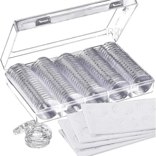 100 Pieces 30 mm Coin Capsules Protect Gasket Coin Holder Case with Storage Organizer Box for Coin Collection Supplies