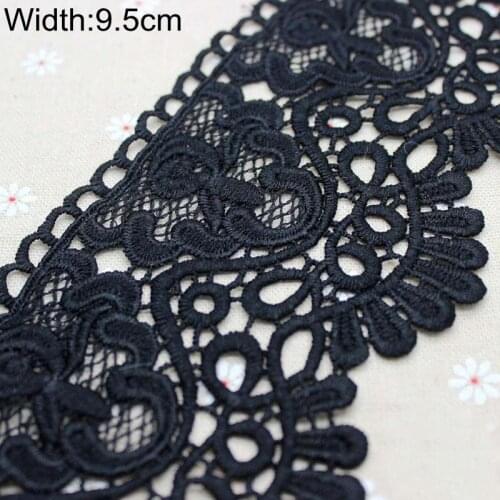 15yards/Lot 10cm Hollow Out Crocheted Floral Lace Ribbons Water Soluble Embrodered Black White Lace Trimming DIY Crafts Fabric