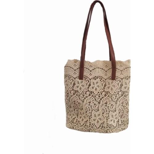 2019 Fashion women Lace Hollow Versatile Handbag Shoulder Bag Clutch Fashion ladies lace openwork handbag Shopping Beach Bag