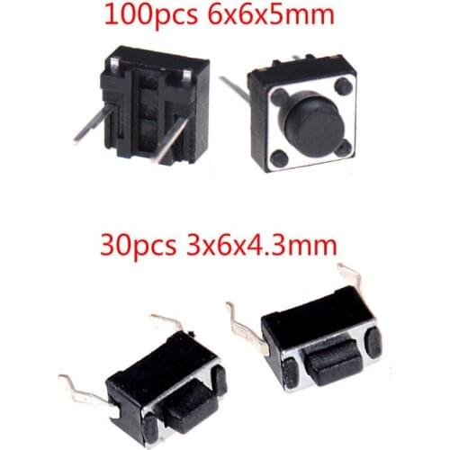 30/100pcs/lot Mini Micro Momentary Tactile Push Button Switch 2 Pin ON/OFF Keys Button DIP 6x6x5mm/3x6x4.3mm