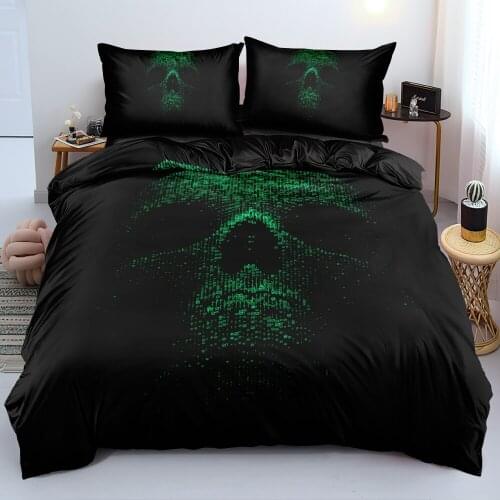 3D Linens Bed Custom Design Comforter Cases Sets Skull Pillow Cottoms Twin King Queen Full Double Single Size Black Bedclothes