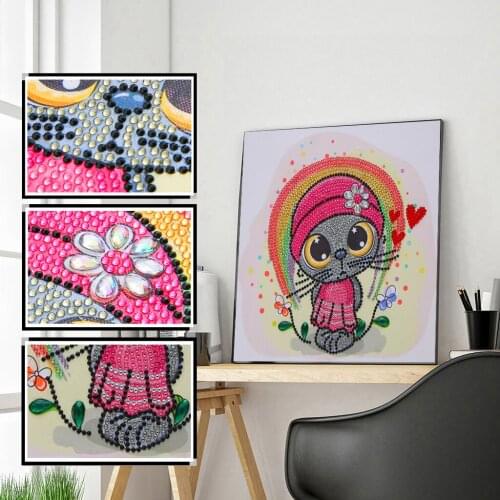 5D DIY Special shaped Diamond Painting Cartoon Cat Diamond Embroidery Cross Stitch Animal Pictures of Rhinestones Home Decor