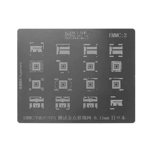 Amaoe CPU Nand Flash Emmc Emcp Ufs Ssd Ddr Bga153 162 169 186 221 254 Reballing Stencil 0.15mm Repair Tools Soldering Paste