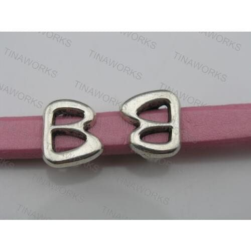 FREE SHIPPING 30pcs Antique Silver 10.4x6.4mm Letter B Slider Spacer Findings For Licorice Leather--PAT172