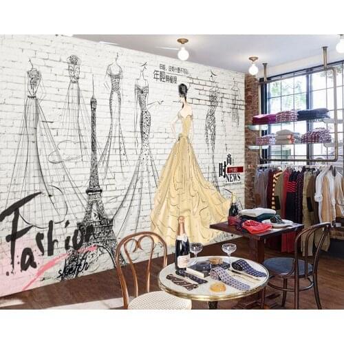 Free Shipping Fashion Shop Custom 3D Photo Wallpaper Retro Retro Clothing Store Background Wall Bridal Shop Dress Shop Mural