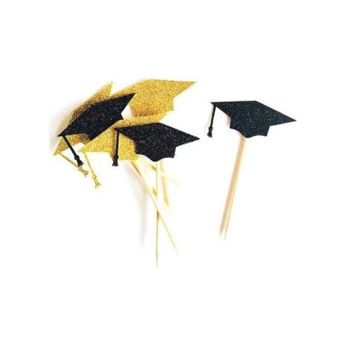 Glitter Graduation hats cupcake toppers class meeting party decoration doughnuttoothpicks