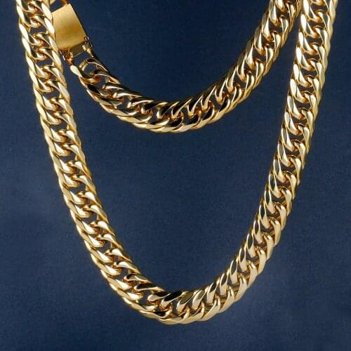 Hip Hop Cuban Chains On The Neck 316L Stainless Steel Chain Necklace Fashion Jewelry for Women Men Gold Silver Accessories Gift