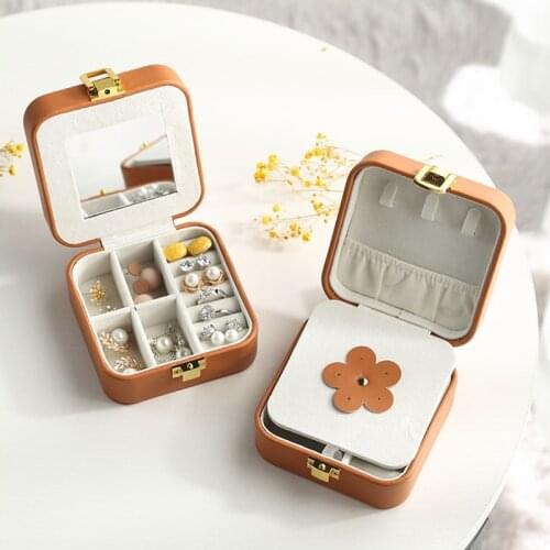 Casegrace PU Leather Small Jewelry Box Organizer Small Earring Necklace Ring Storage Casket Travel Portable Jewellery Case