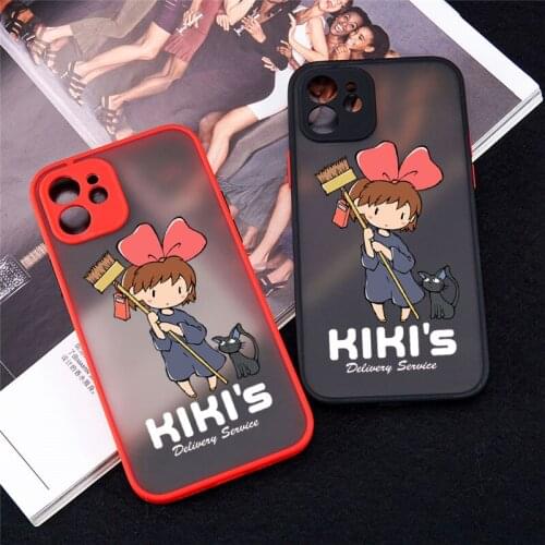 Kiki Delivery Service Phone Case For iPhone 12 11 Pro Max X XS XR SE20 6s 7 8 Plus Japan Anime Cat Hard Matte Cover Black Fundas