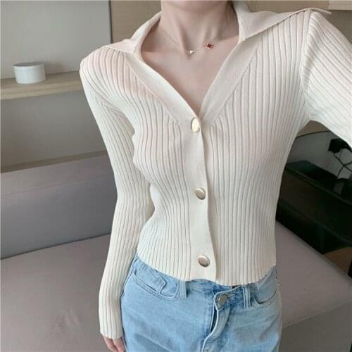 Black Knitted Korean Style Fashion Cardigan For WomenS Ladies Autumn Winter 2021 Clothing Sweater Tops Blouse Female Coats