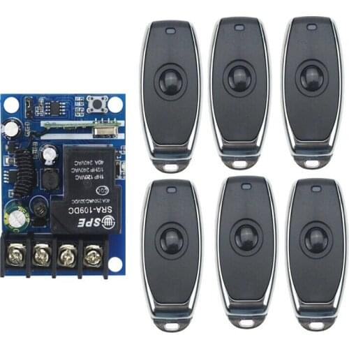 DC 12V 24V 48V 10 A 1 Channel RF Wireless Remote Control 1 Receiver & 6 Transmitter 1 key self-lock mode