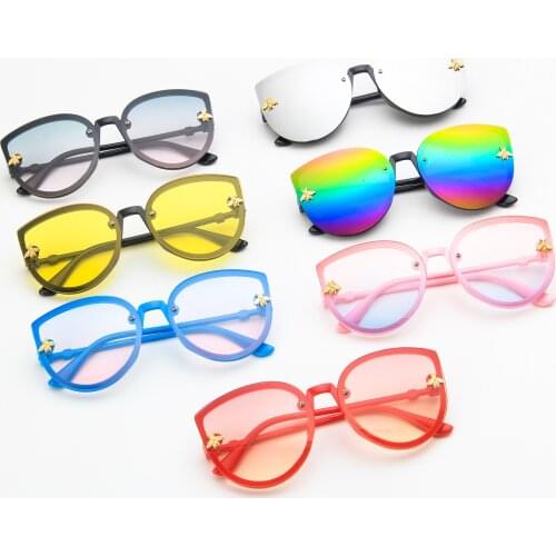 ZAOLIHU Kids Cat Eye Sunglasses Small Bees Design Girls Sun Glasses Lovely Colorful Baby Eyeglasses 4-12 Years Children Eyewear