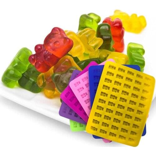 Gummy Bear Molds 50 Cavities Silicone Chocolate Mold 3D DIY Candy Maker Non-stick Jelly Moulds Dropper Ice Tray Cake Baking Tool