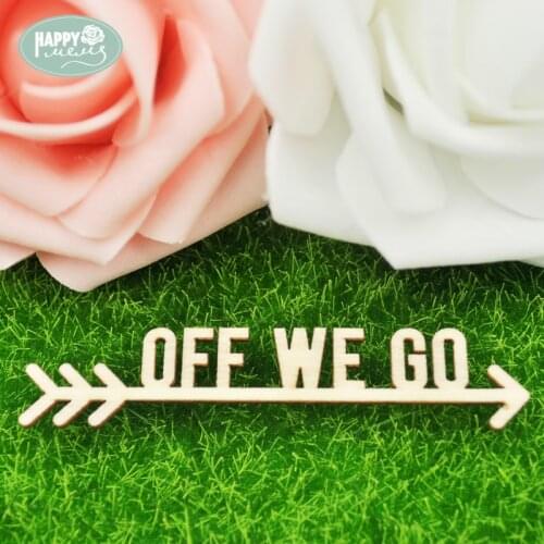 Happymems Wood Shape Letters 24pcs Off We Go Home Decoration DIY Wooden Crafts Wall Stick Laser Cut Classical DIY Wood Shapes