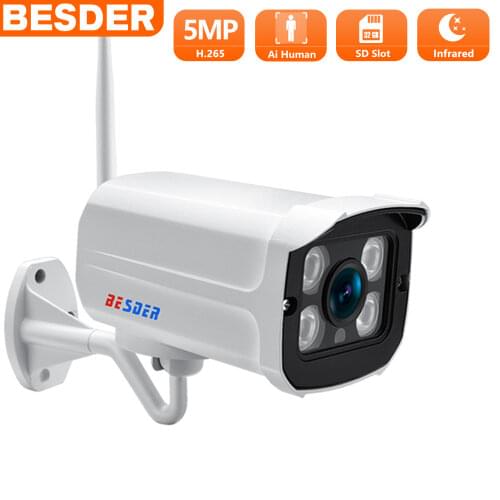 BESDER Audio Wifi Camera 1080P ONVIF Wireless Alarm Push iCsee P2P 2MP CCTV Bullet Outdoor IP Camera With SD Card Slot Max 64GB