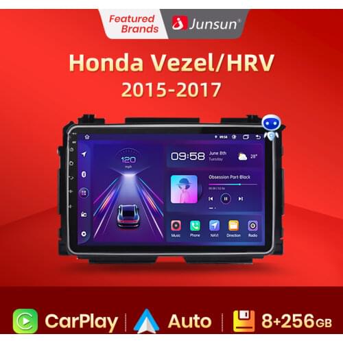 Junsun V1 Android 10.0 DSP CarPlay Car Radio Multimedia Video Player Auto Stereo GPS For Honda HRV Vezel 2015 - 2017 2 din dvd