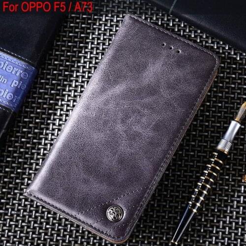 For OPPO F5 case Leather Flip cover with Stand Card Slot Without magnets Vintage Wallet phone Case for OPPO F5 A73 Youth funda